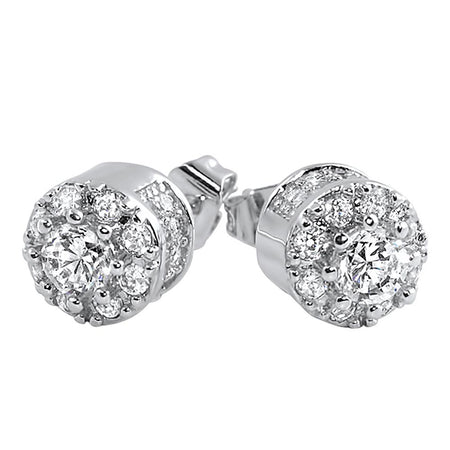 .25ct Diamond Box Micro Pave Earrings .925 Silver