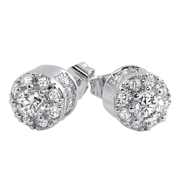 3D Cluster CZ Bling Bling Earrings Micro Pave