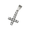 Upside Down Cross 3MM CZ Tennis Pendant Bling NO FADE Steel