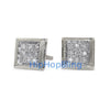 .05 Carat Diamond Box 10k White Gold Micro Pave Earrings