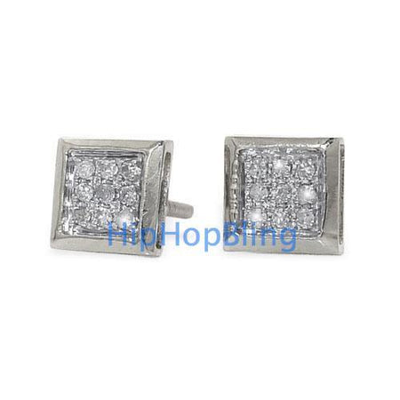 1.00 Carat Diamond Kite Micro Pave Earrings 10K White Gold