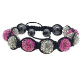 Pink  White 10MM Disco Ball Bracelet