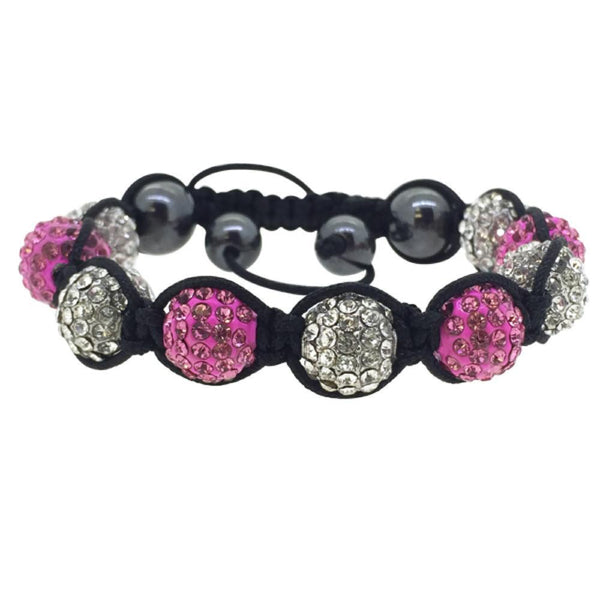 Pink  White 10MM Disco Ball Bracelet