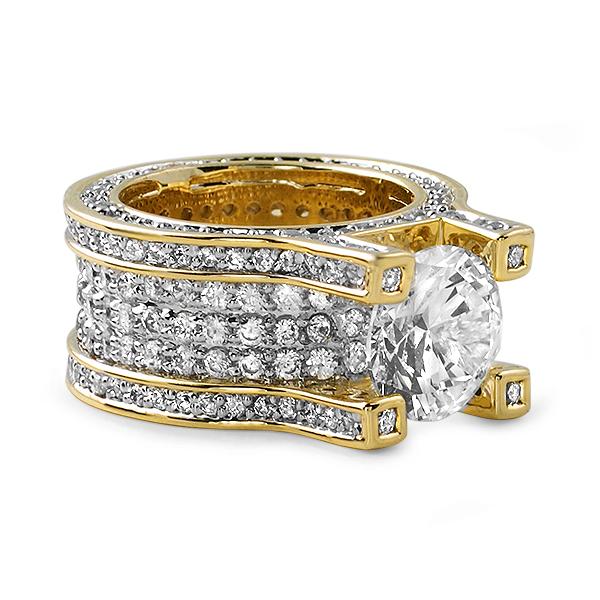 Gold .925 Silver Baller Solitaire Eternity Ring