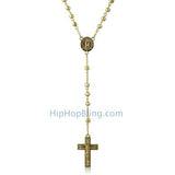 Hip Hop Rosary Necklace Gold