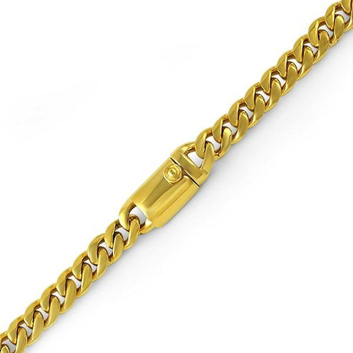 Miami Cuban Bracelet 9MM Gold 316L Box Clasp
