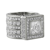 .925 Silver Square President CZ Bling Bling Ring
