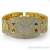 Texas Hold Em Poker Gold Bling Bling Bracelet