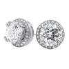 Pave Ice Border CZ Solitaire Bling Bling Earrings