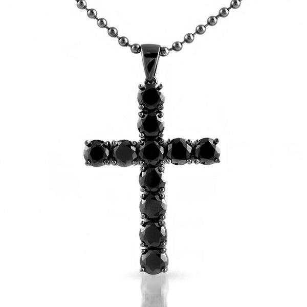 4mm Black CZ Diamond Bling Bling Cross