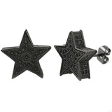 3D Star Jumbo Black CZ Bling Bling Earrings