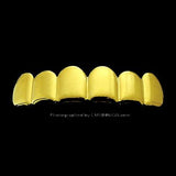 Gold Tone Grills Iced Out Teeth HipHop Grillz