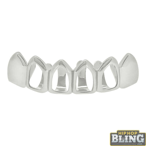 Silver Hip Hop Grillz 4 Outline Bottom Teeth