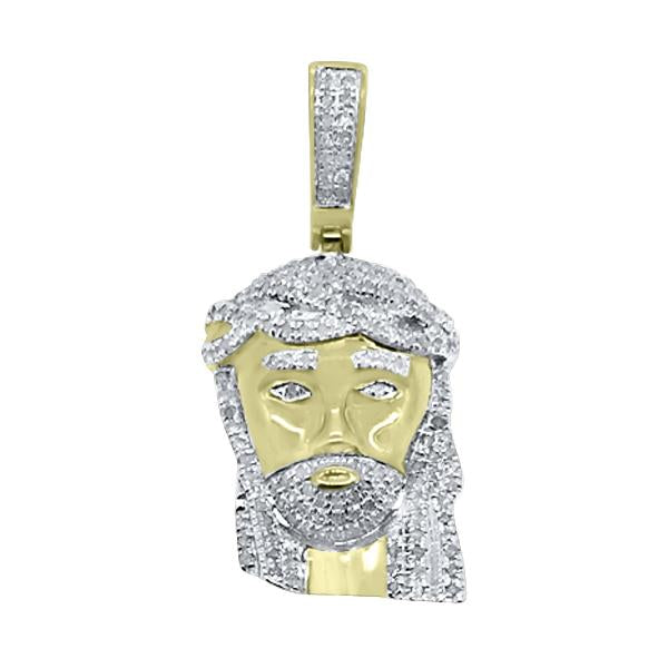 Mini Diamond Jesus Pendant .43cttw Gold .925 Silver