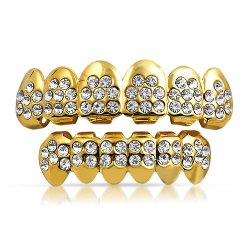 Gold Grillz Starburst Bling Bling Teeth Set