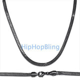 4mm Square Snake 3D Black Hip Hop Chain