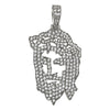 Mini Jesus Cut Out Designer CZ Rhodium Pendant
