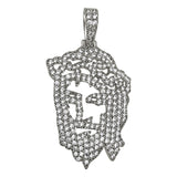 Mini Jesus Cut Out Designer CZ Rhodium Pendant