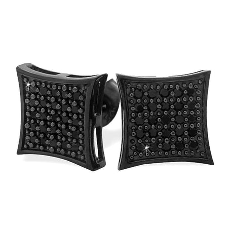 Zig Zag Iced Out Black CZ Micro Pave Earrings