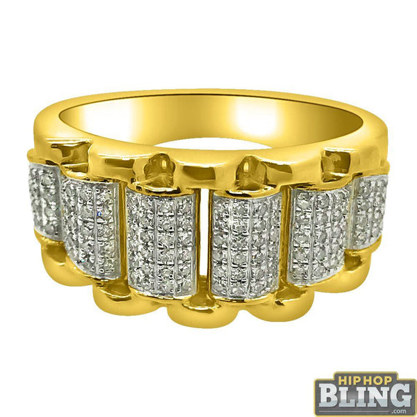 Presidential Link Ring 10K Yellow Gold .35cttw Diamonds