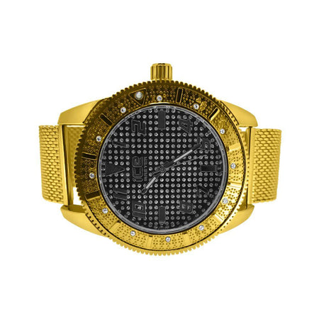 1.00cttw Diamond Ice Time Watch Prince IP Gold