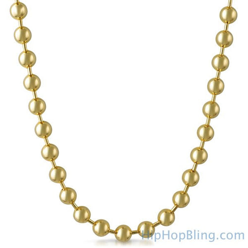 8MM Gold Bead Hip Hop Chain