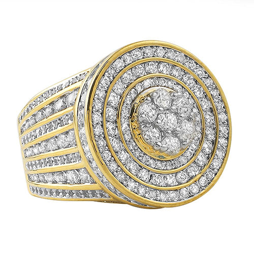 Gold .925 Silver Jumbo Cluster CZ Bling Ring