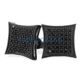 All Black Large Silver Micro Pave CZ Bling Earrings