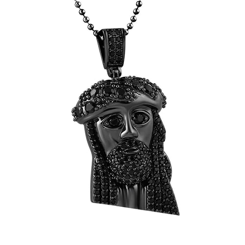 Black Jesus Mini Pendant Big Ice Crown