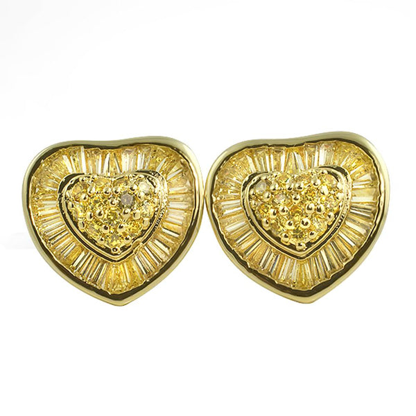 Heart CZ Earrings Lemonade Baguettes Bling