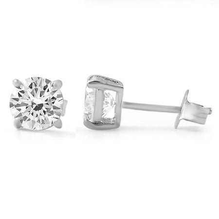 Lab Sapphire Round Stud Earrings .925 Silver