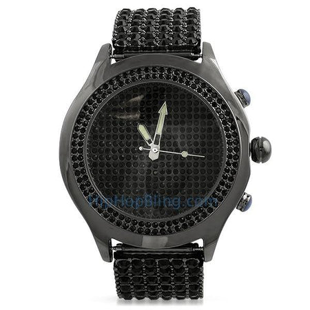Big Face Black Super Techno Diamond Watch .10ct
