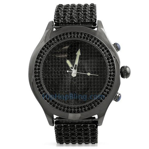 Black Blizzard Bling Bling Watch & 6 Row Band