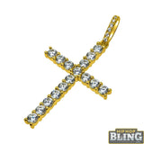 .925 Sterling Silver Gold 3MM CZ Tennis Cross