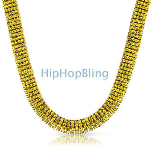 Canary Lemonade Iced Out 4 Row Necklace