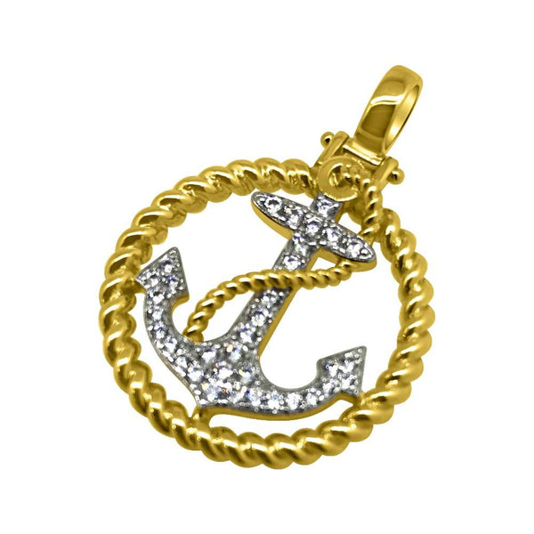Gold Nautical Anchor CZ Bling Mini Pendant