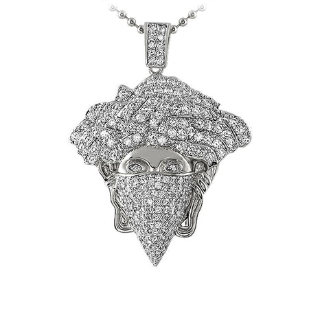 California Rhodium Polished Iced Out Pendant