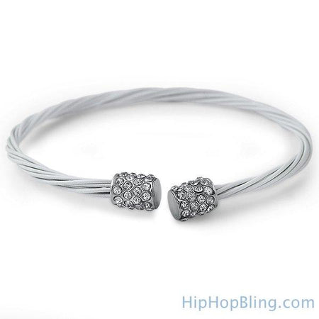 Bling Bling Silver Hip Hop Watch Bracelet Set