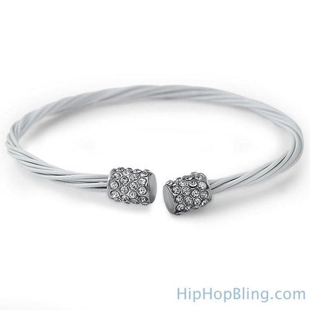 4 Row Bling Bling Iced Out Bracelet Silver * Premium *