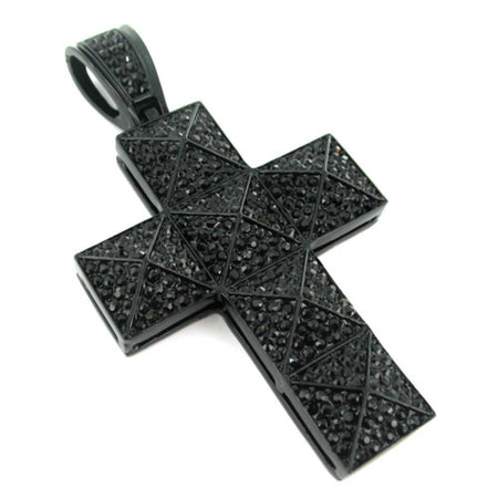 Black  White Striped Cross Pendant