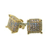 3D Cube Medium Gold .925 Silver Micro Pave Earrings