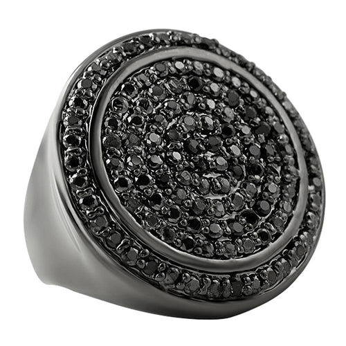 Mega Circles of Ice Black CZ Bling Bling Ring