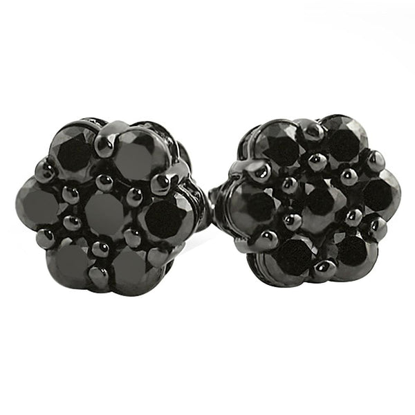 Bling Bling CZ Cluster Black Micro Pave Earrings