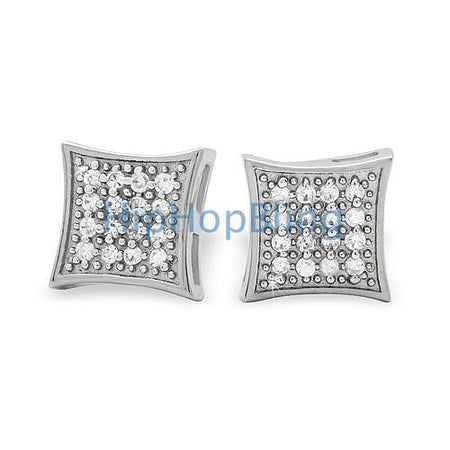 Double Kite Bling Bling CZ Micro Pave .925 Sterling Silver Earrings