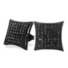 All Black Large Puffed Kite CZ Micro Pave Earrings .925 Silver