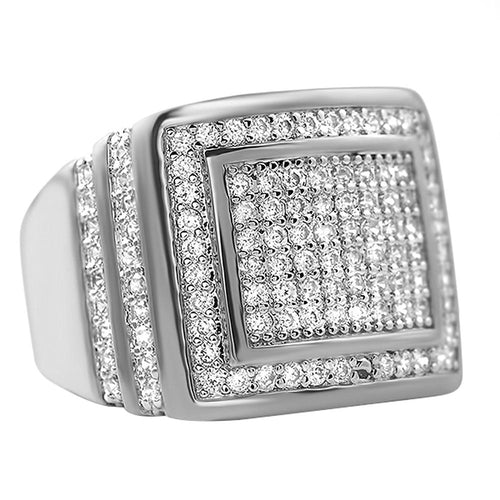 Step Up Rhodium CZ Iced Out Ring