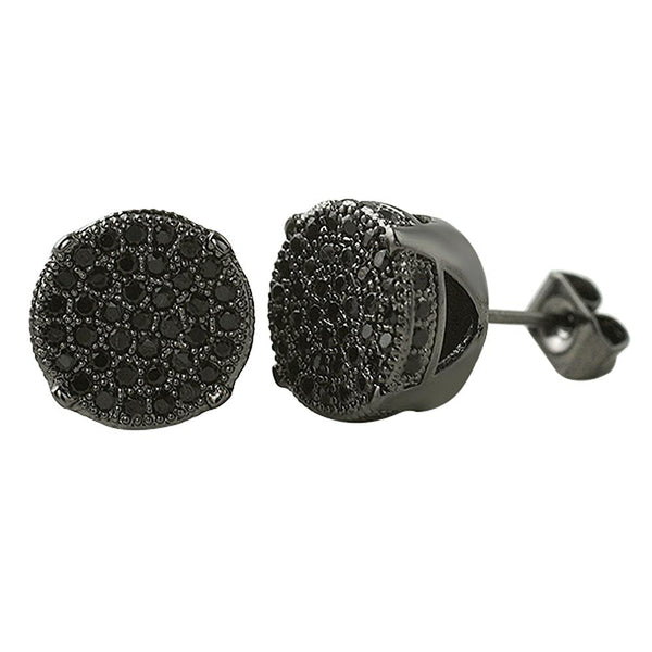 Solitaire Micro Pave Black CZ Earrings
