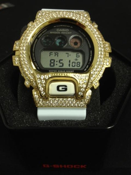 Iced Out Gold G Shock Watch White DW6900