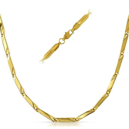 Small Round Link IP Gold Stainless Steel Chain Necklace 3MM