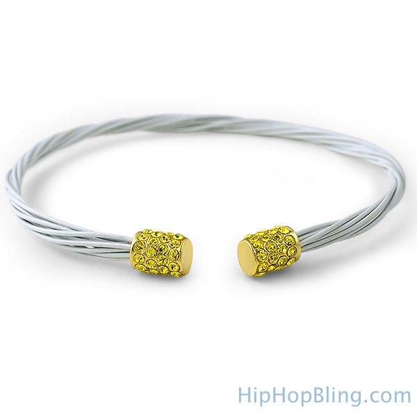 Canary Ice White Guitar String Style Bracelet